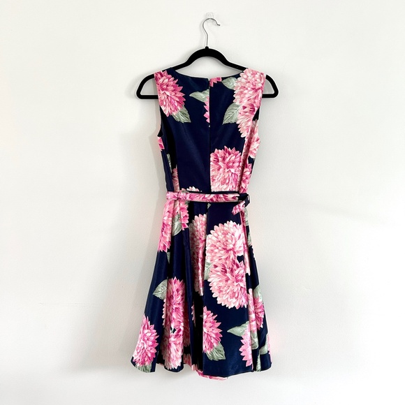 Jessica Howard Cocktail Dress Navy Floral Print Sleeveless Scoop Neck Size 8 - Picture 11 of 15